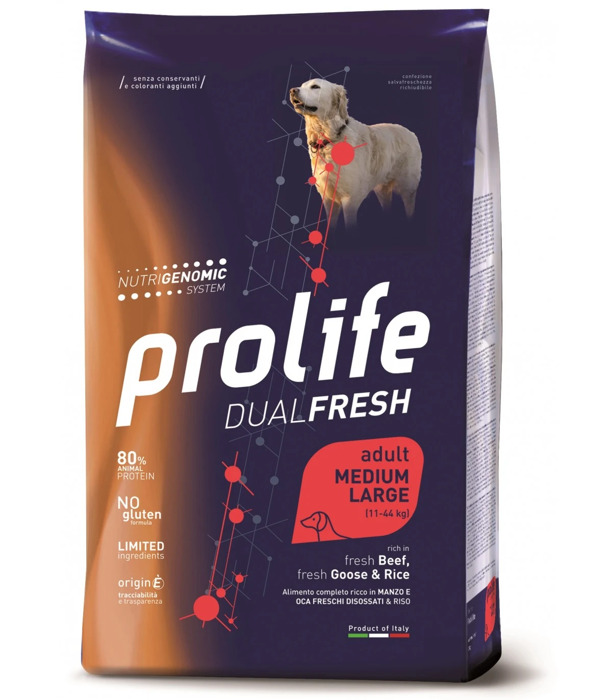 Prolife Cane Dualfresh Adult Manzo Oca & Riso Medium Large 12 Kg 3 Prolife Cane Dualfresh Adult Manzo Oca & Riso Medium Large 12 Kg